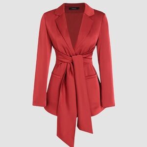 Cider Women's Rich Red Tie-Waist Blazer